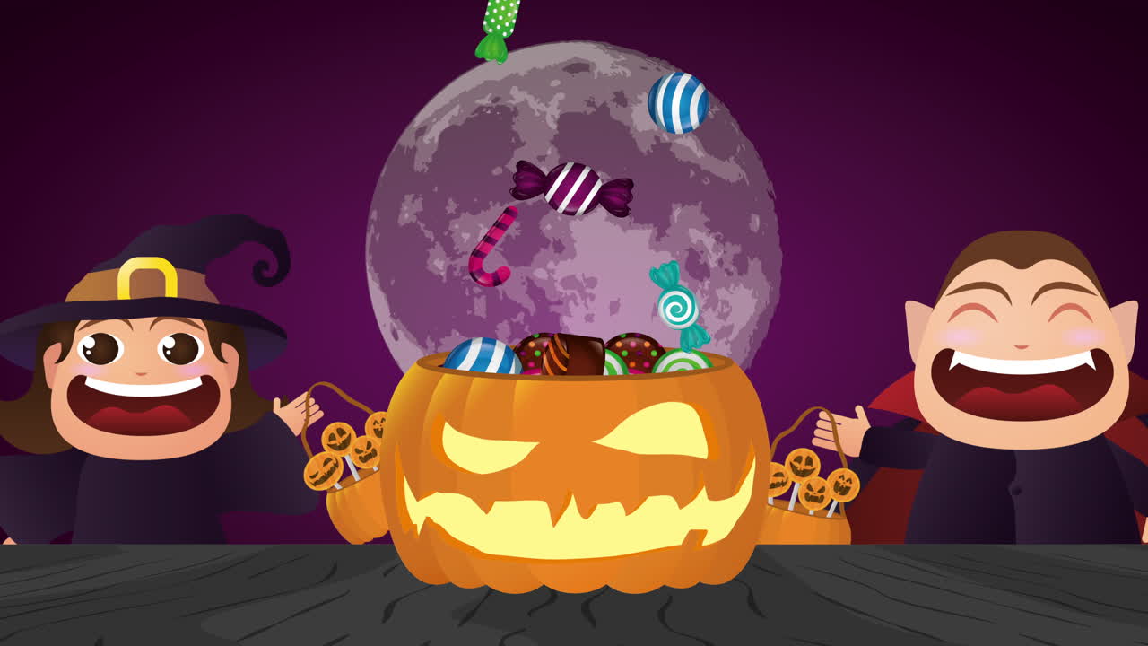 할로윈 어두운 장면 드라라와 마녀 캐릭터