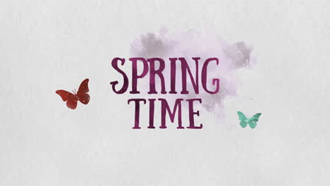 Tiempo-De-Primavera-Con-Mariposa-En-Textura-De-Papel