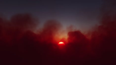 Interminable-Lapso-De-Tiempo-Volando-A-Través-De-Cúmulos-De-Gran-Altitud-Cerca-De-La-Puesta-De-Sol-De-La-Hora-Dorada