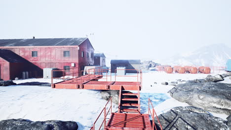 Aerial-view-of-antarctic-Station-in-Antarctica