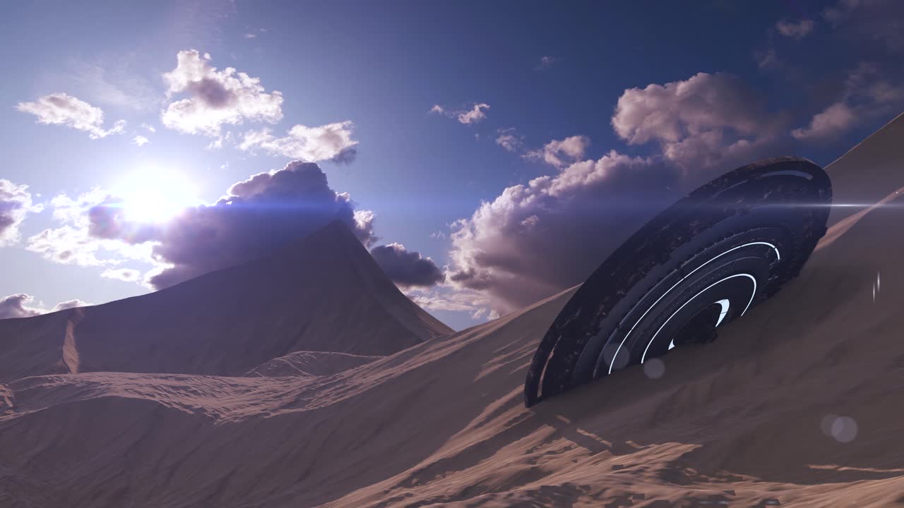 UFO Crash in Desert Landscape