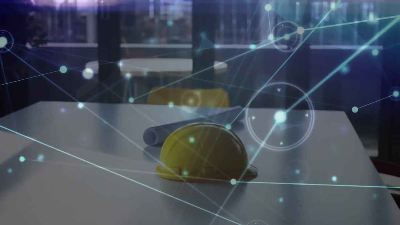 animación de la red de conexiones a través de la oficina de arquitectura