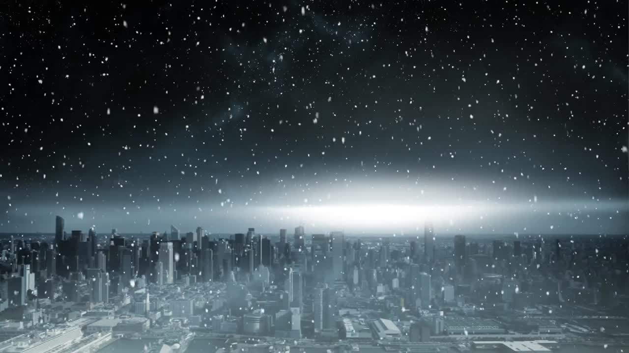 눈이 내리고 도시 풍경