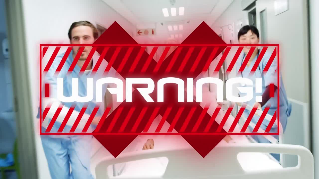 texto de advertencia contra los médicos que llevan una cama en el hospital