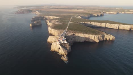 Elevated-view-of-dramatic-coastal-landforms-in-Sagres-promontory,-cape-st-vincent,-Portugal