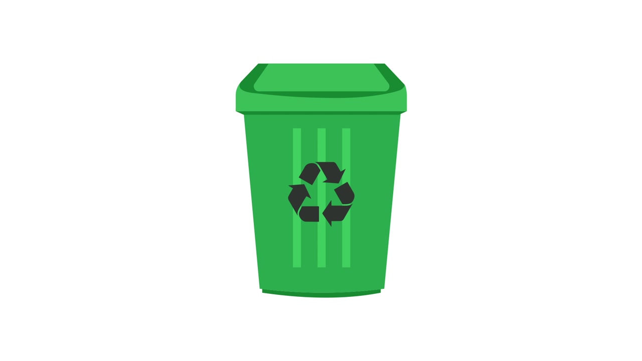 Animated Green Recycling Bin with Recycle Symbol