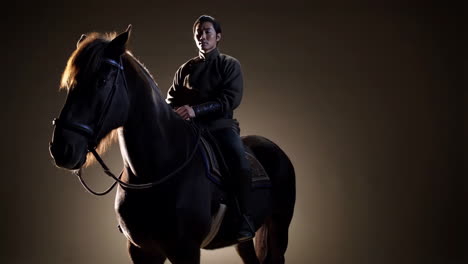 man on a horse in dramatic lighting