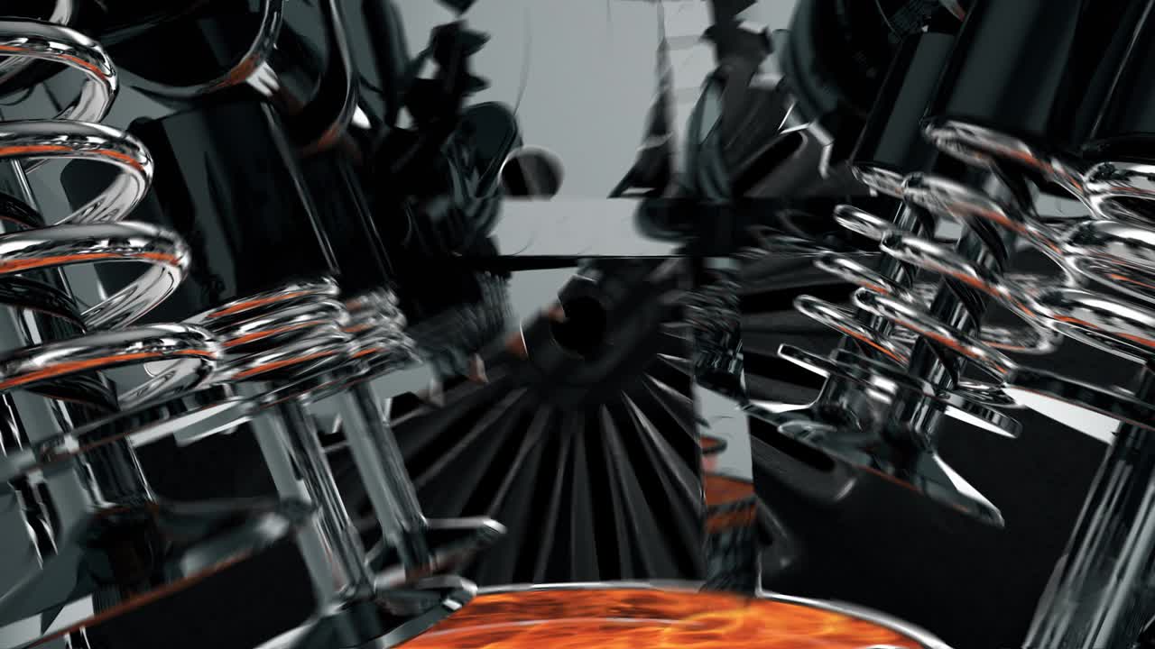 animación del motor v8 con alta velocidad - diferentes ángulos de cámara trabajando