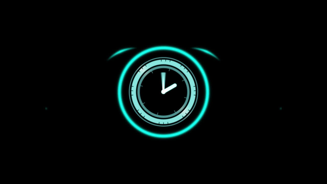 Animation of clock over black background