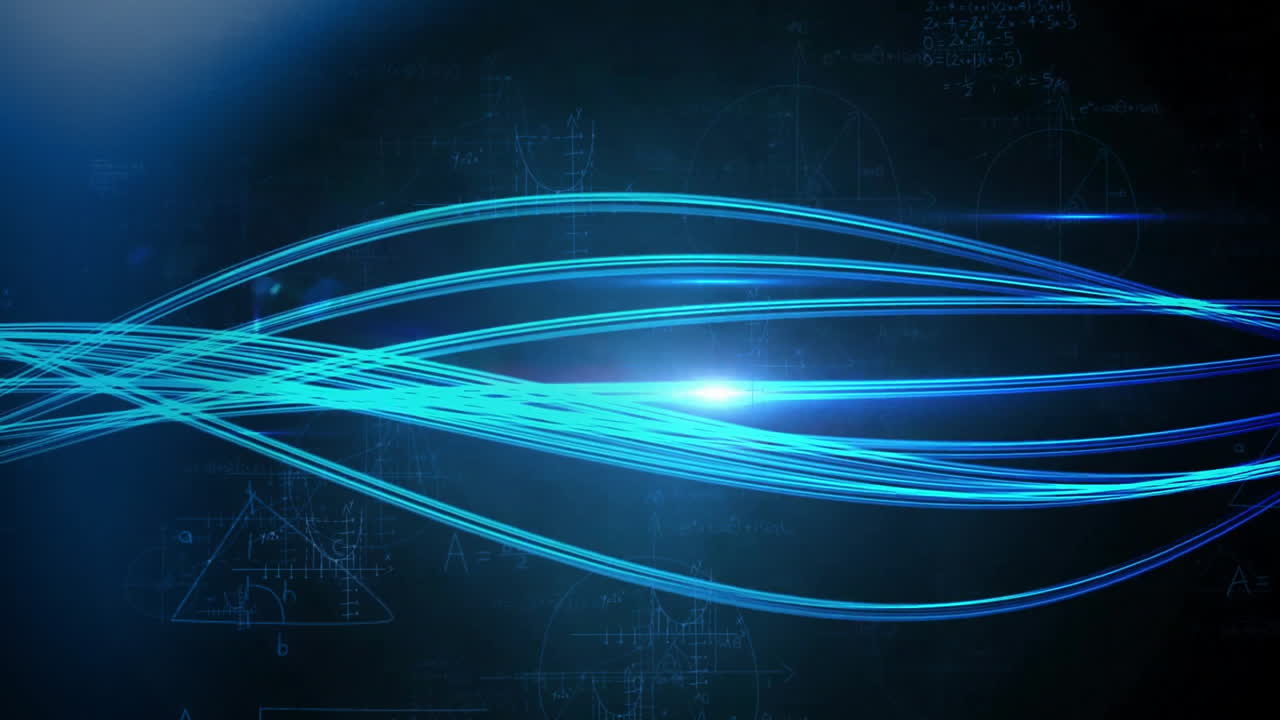 animacja przetwarzania danych cyfrowych na świecących połączeniach na czarnym tle