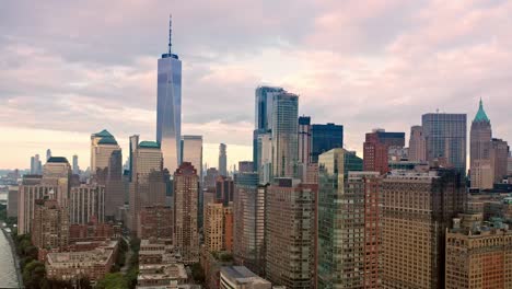 slow rotation around lower manhattan skyline