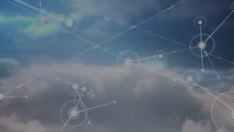 Animation-Des-Netzwerks-Von-Verbindungen-Und-Datenverarbeitung-über-Wolken