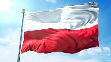 bandera de polonia bucle sin costuras vídeo de renderización 3d. hermoso bucle de tela textil agitando