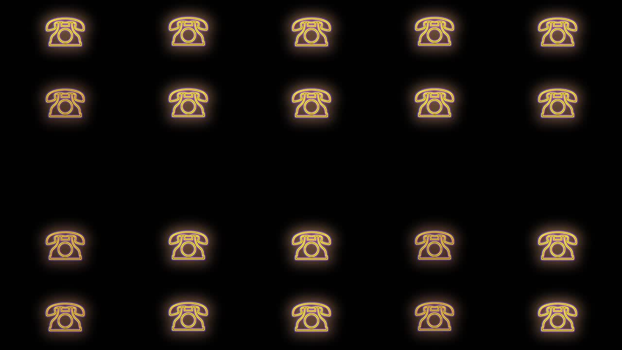 patrón de teléfono antiguo con luz amarilla de neón pulsante 8