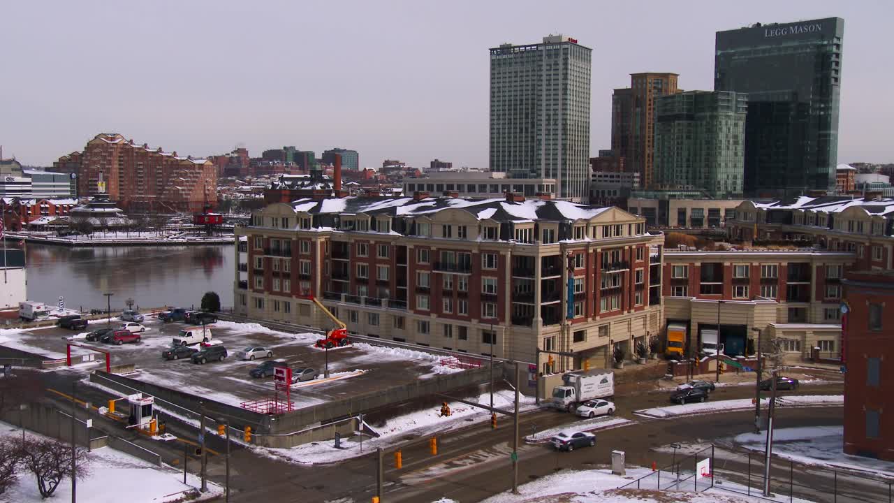겨울 2 볼티모어의 도시 풍경과 항구