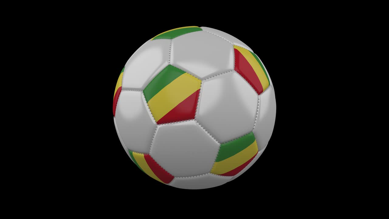 pelota de fútbol con bandera congo bucle 4k con alfa