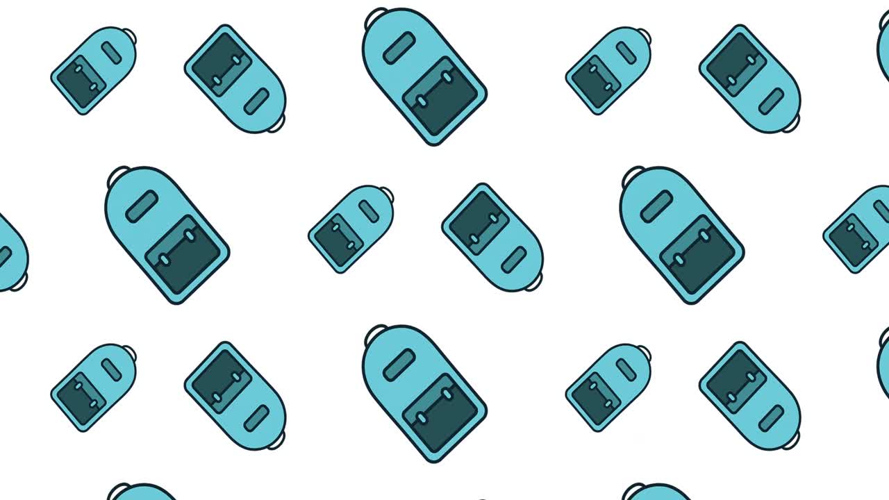 Animation of school items icons moving on white background