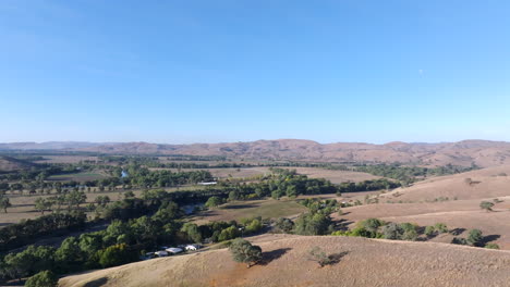 aerial: drone footage of the countryside landscape surrounding gundagai, nsw, australia