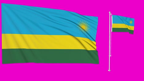 green screen waving rwanda flag or flagpole