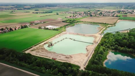 Drone-View-of-Gravel-Pit-in-Munich-Bavaria-Germany---Panning-View