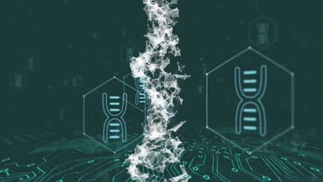 animación de iconos, cadena de adn sobre el procesamiento de datos