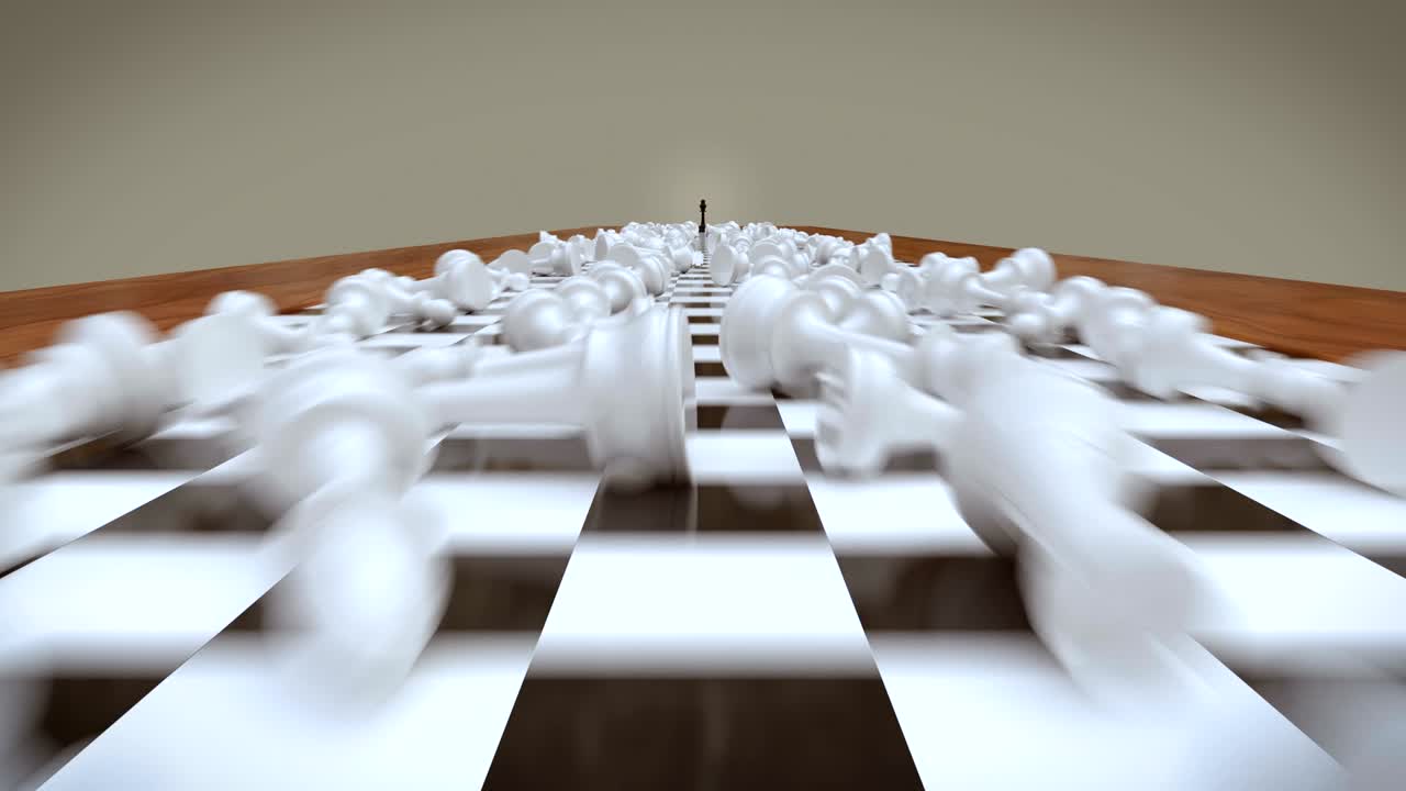 검은 체스 왕이 이기고,  체스 조각이 죽습니다.