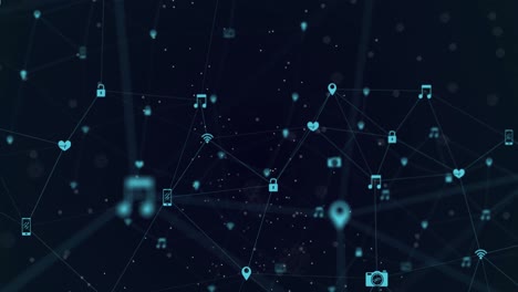 animation of network of connections with icons