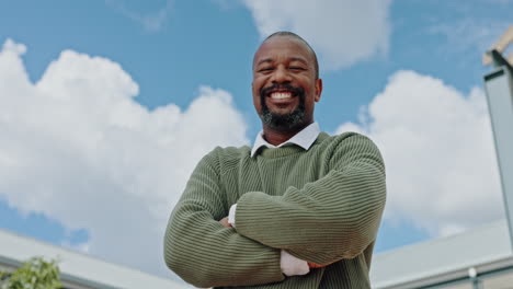 Real-estate,-man-and-portrait-of-realtor-outside