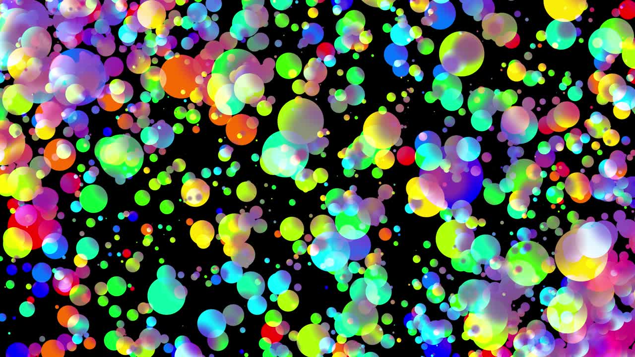 4k 루프 추상적인 배경과 아름다운 다채로운 공, 페인트 거품 또는 염료 물방울 같은 평평한 스타일의 물에, 알파 채널로 루마 매트와 함께 3d.