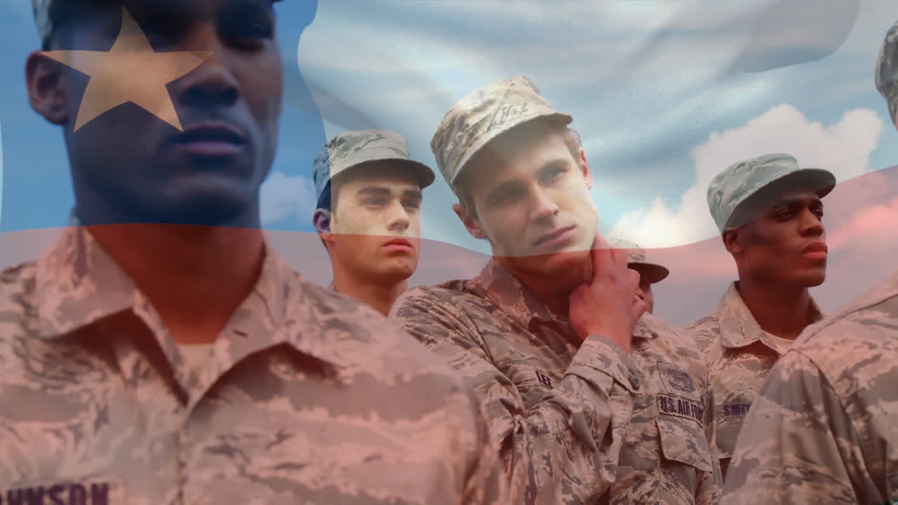 칠레의 발이 다양한 군인들 위에 흔들리는 애니메이션