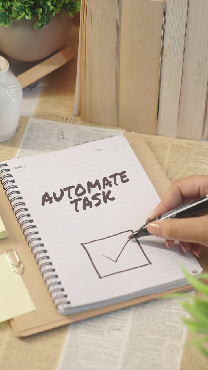 VERTICAL VIDEO OF TICKING OFF AUTOMATE TASK FROM CHECKLIST
