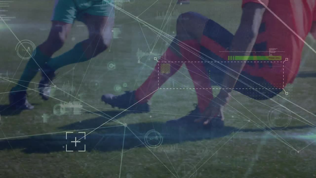 다양한 남성 축구 선수에 대한 데이터 처리 애니메이션