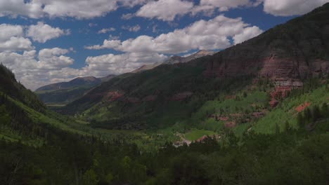 telluride bridal veil falls waterfall view mountain town colorado shaded cloudy landscape pan motion box canyon cliffside 4wd hiking black bear pass board blue sky usa pond swim powerhouse summertime