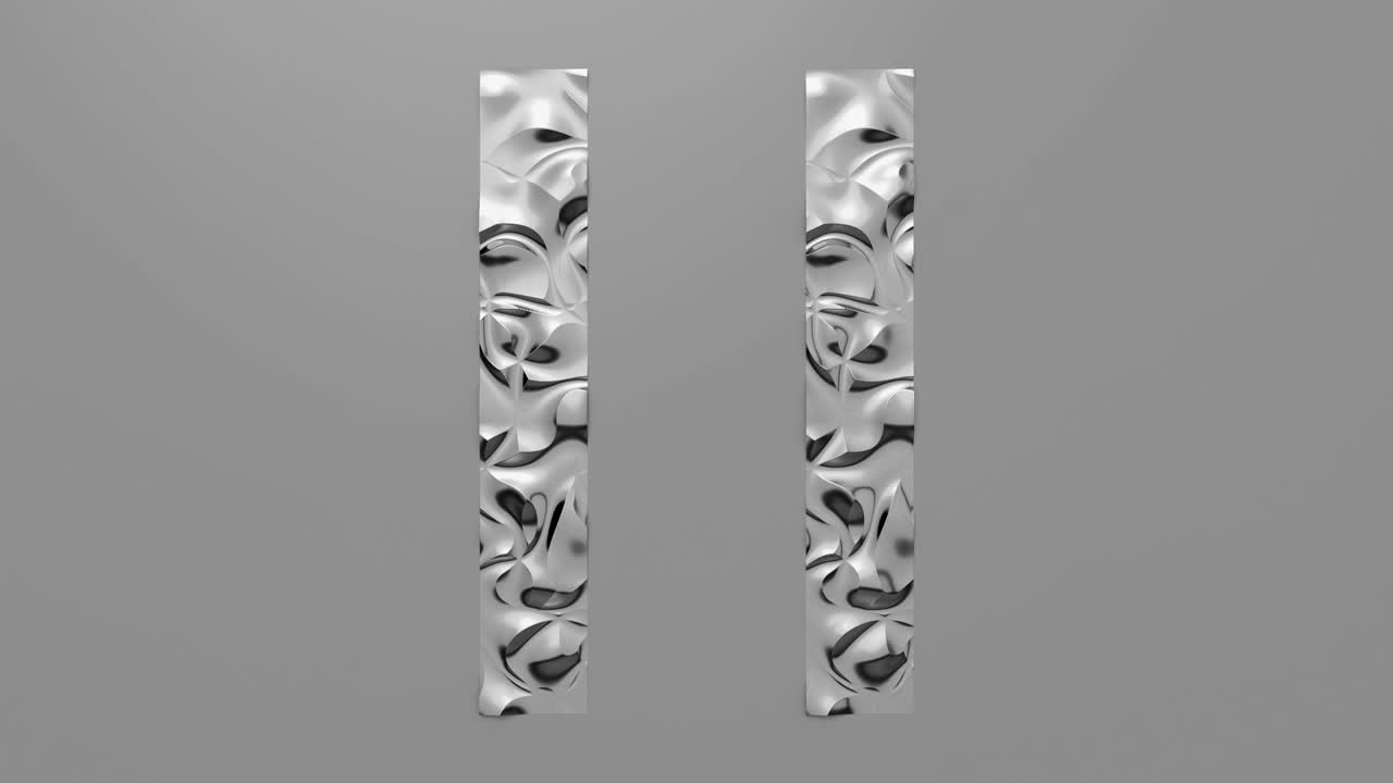 평행선 모양의 휴식 버튼의 3d 루프 애니메이션: 파동적인 표면과 파동, 트렌디한 활기찬 텍스처, 패션 섬유, 그래픽 디자인, 애니메이션 금속 텍스처.