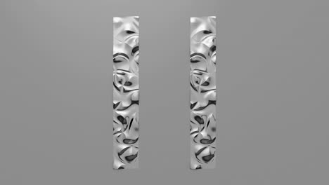 animación en bucle 3d del botón de pausa en forma de líneas paralelas. superficie ondulada con ondas. textura vibrante de moda, textil de moda, diseño gráfico, textura metálica animada.
