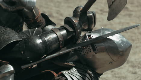 close up shot of knight killing opponent after fight