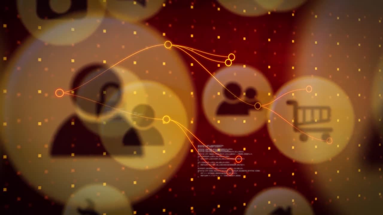 빨간 바탕에 점으로 떠다니는 사용자 아이콘의 애니메이션