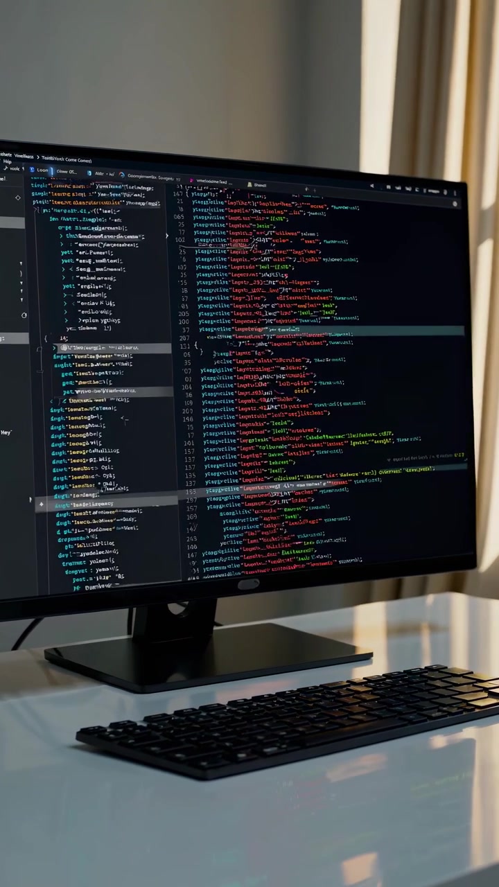 Computer Monitor Displaying Programming Code on a Desk