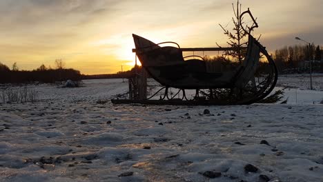 colorful christmas sunset at santa's backyard on a december winter day, cinematic slider movement