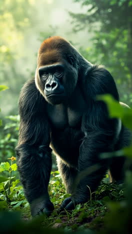 majestic gorilla in the lush jungle