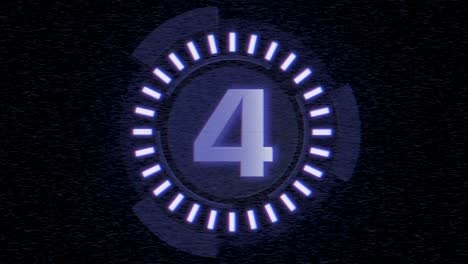 digital blue film countdown with glitch effect in futuristic style