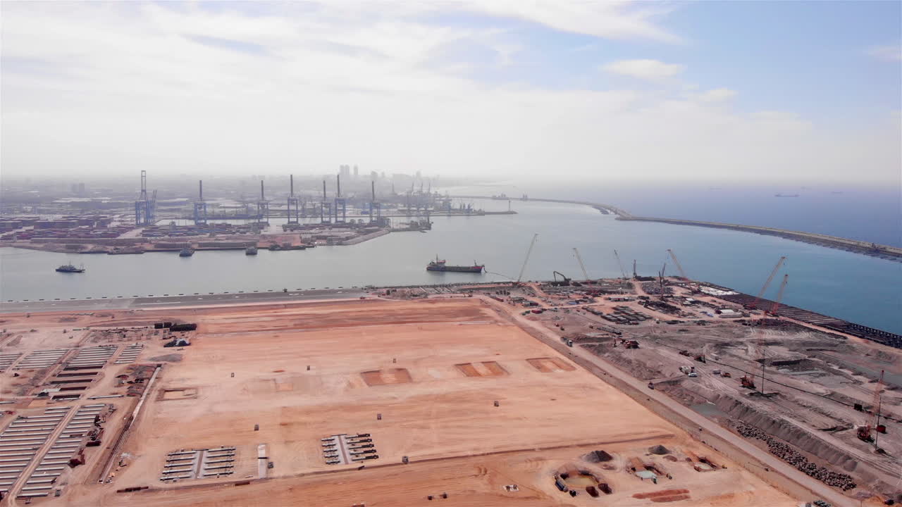 Aerial footage over Ashdod Harbor