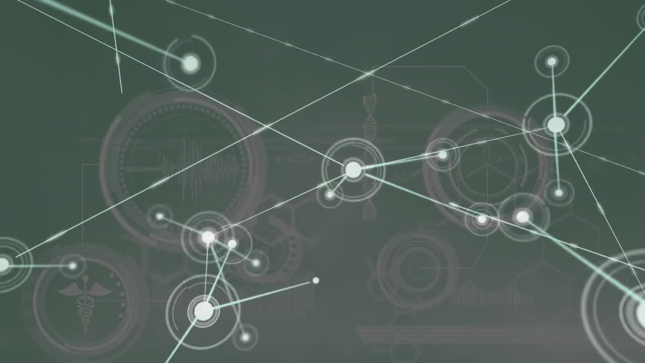 회색 배경에 데이터 처리를 통해 연결 네트워크의 애니메이션