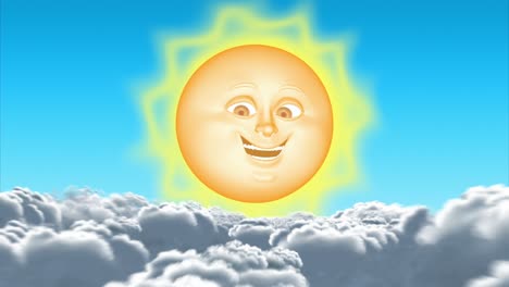 el sol de dibujos animados en 3d, 4k. loop sin costuras.