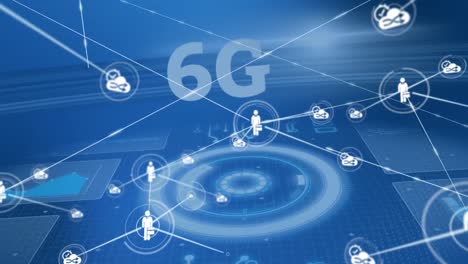 animación de la red de conexiones sobre texto de 6g