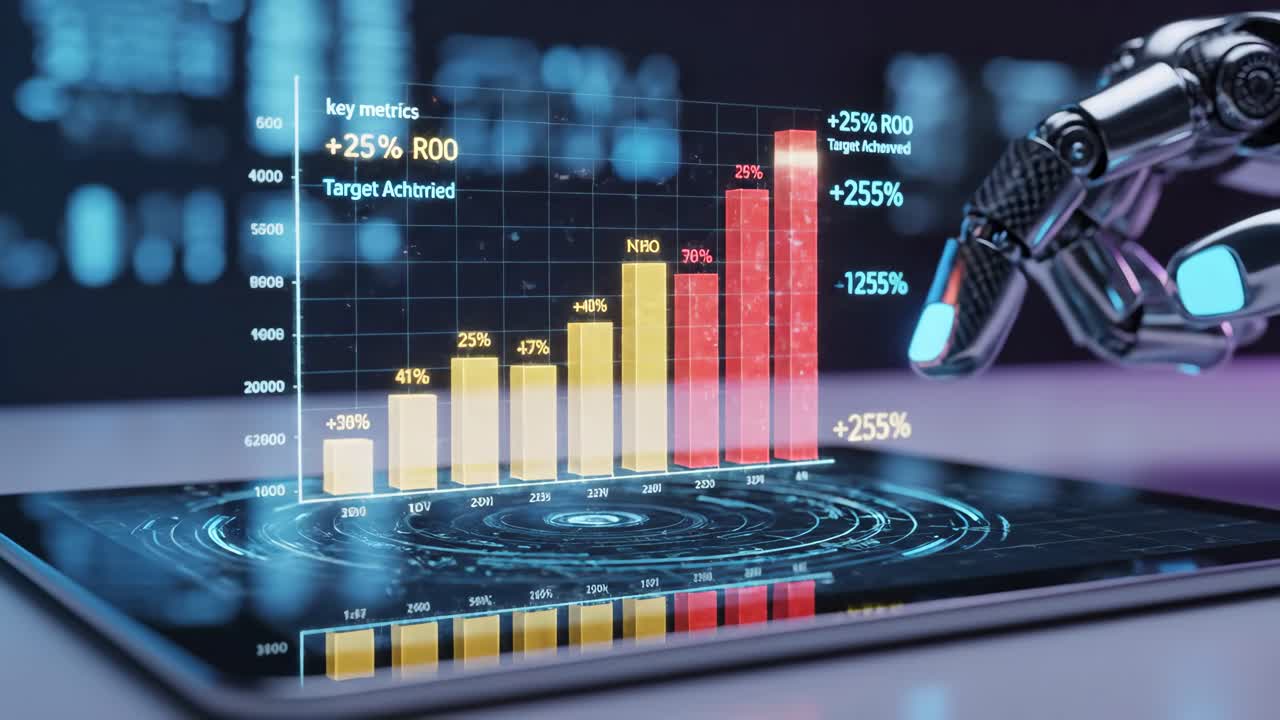 AI Robot Analyzing Financial Data and Charts