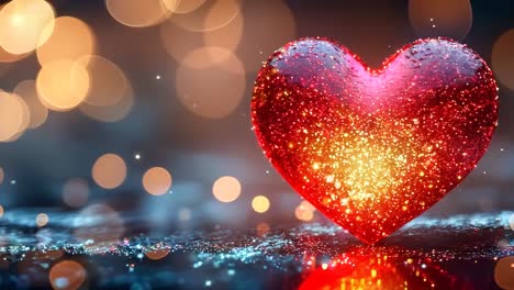 a heart with a red glow is surrounded by a blurry background. the heart is the main focus of the image, and the blurry background adds a sense of mystery and depth to the scene