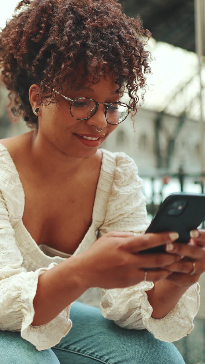 Woman using her phone outdoors