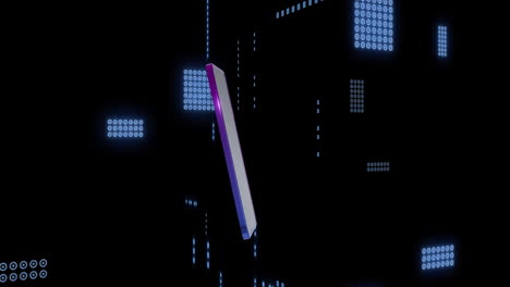 smartphone with purple frame floating over digital data and binary code animation