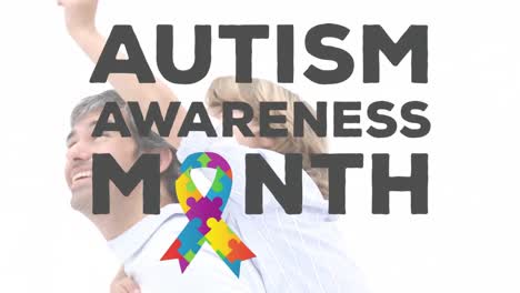 Animation-of-Autism-Awareness-Month-symbol-with-father-carrying-piggyback-his-son